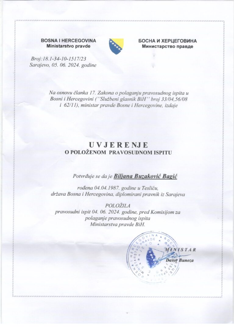 Uspješno položen pravosudni ispit